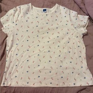 Old Navy White Tee with Floral Accents